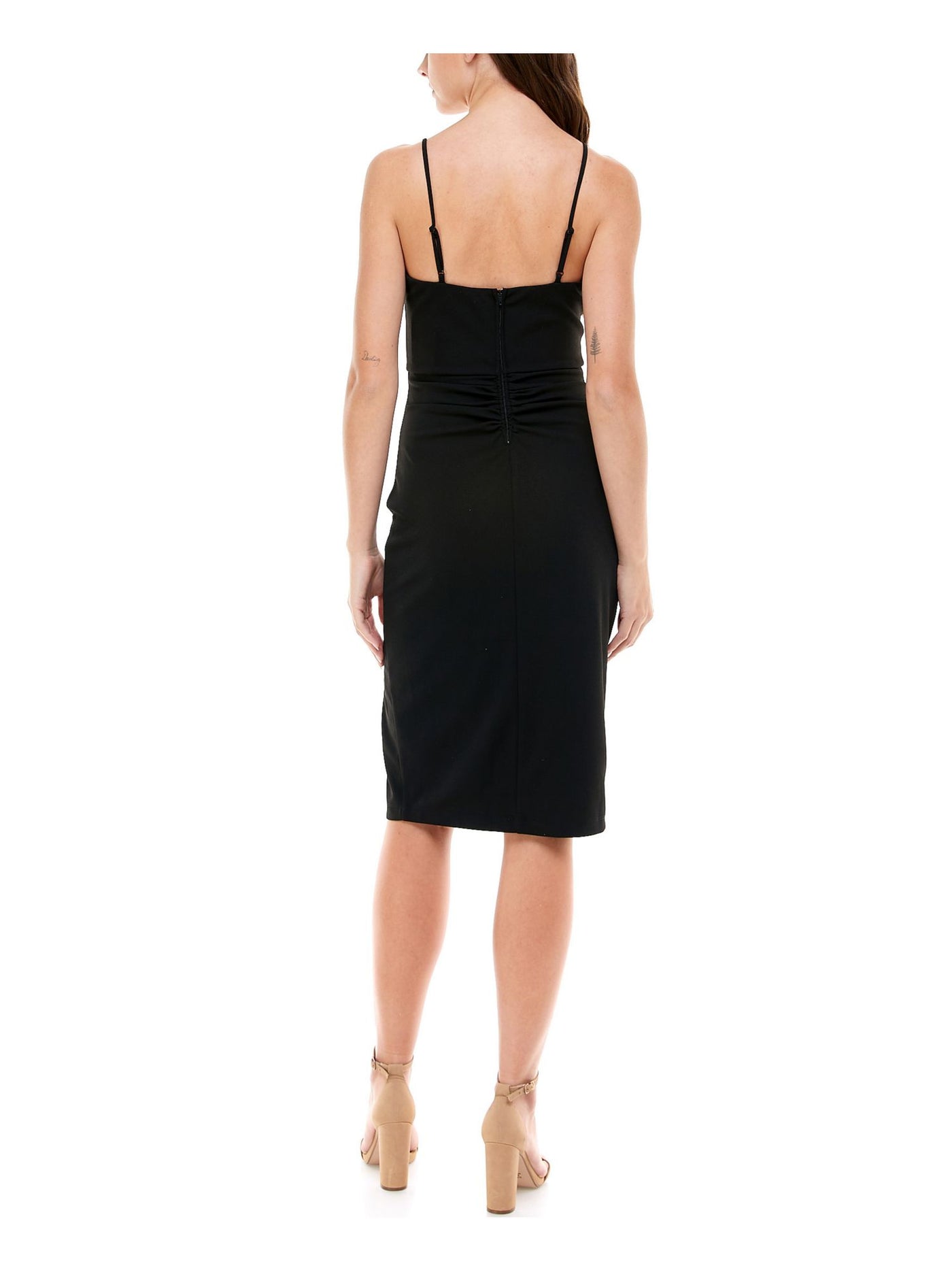 emerald sundae black dress EMERALD SUNDAE Womens Black Stretch Zippered Slitted Shirred Skirt Spa – Bobbi + Bricka