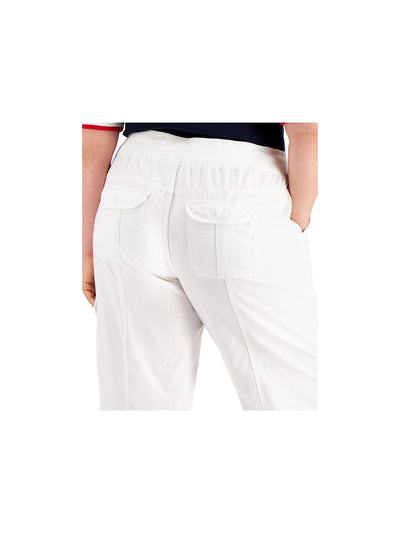 TOMMY HILFIGER Womens White Pocketed Mid-rise Drawstring Cargo Straight leg Pants Plus 0X