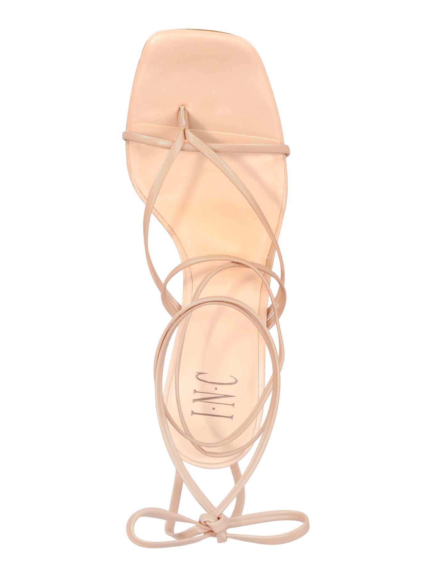 INC Womens Beige Padded Lillias Square Toe Lace-Up Heeled Sandal 7.5 M