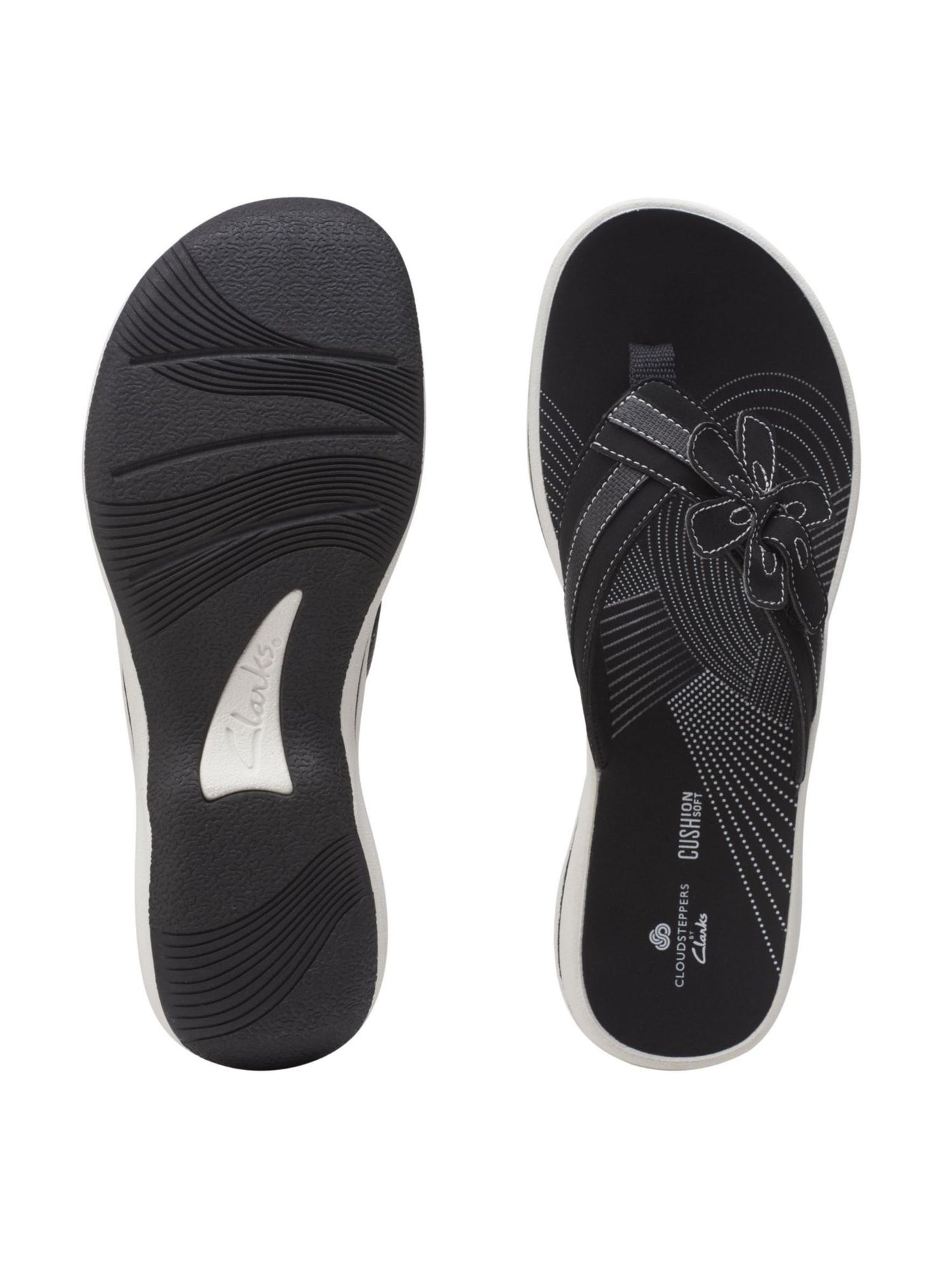 CLARKS Womens Black Adjustable Cushioned Brinkley Flora Round Toe Slip On Flip Flop Sandal 7 M