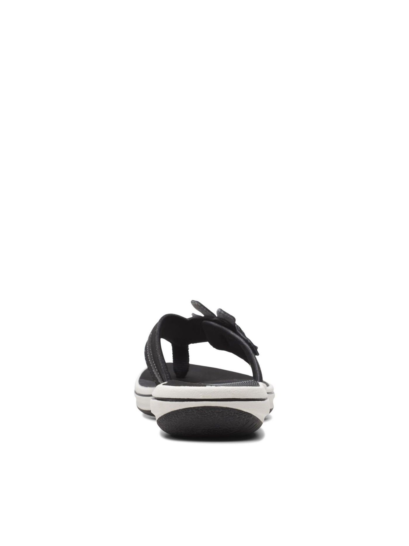 CLOUD STEPPERS BY CLARKS Womens Black Mixed Media Adjustabke Hook And Loop Floral Strap Cushioned Brinkley Flora Round Toe Wedge Slip On Thong Sandals Shoes 11 M