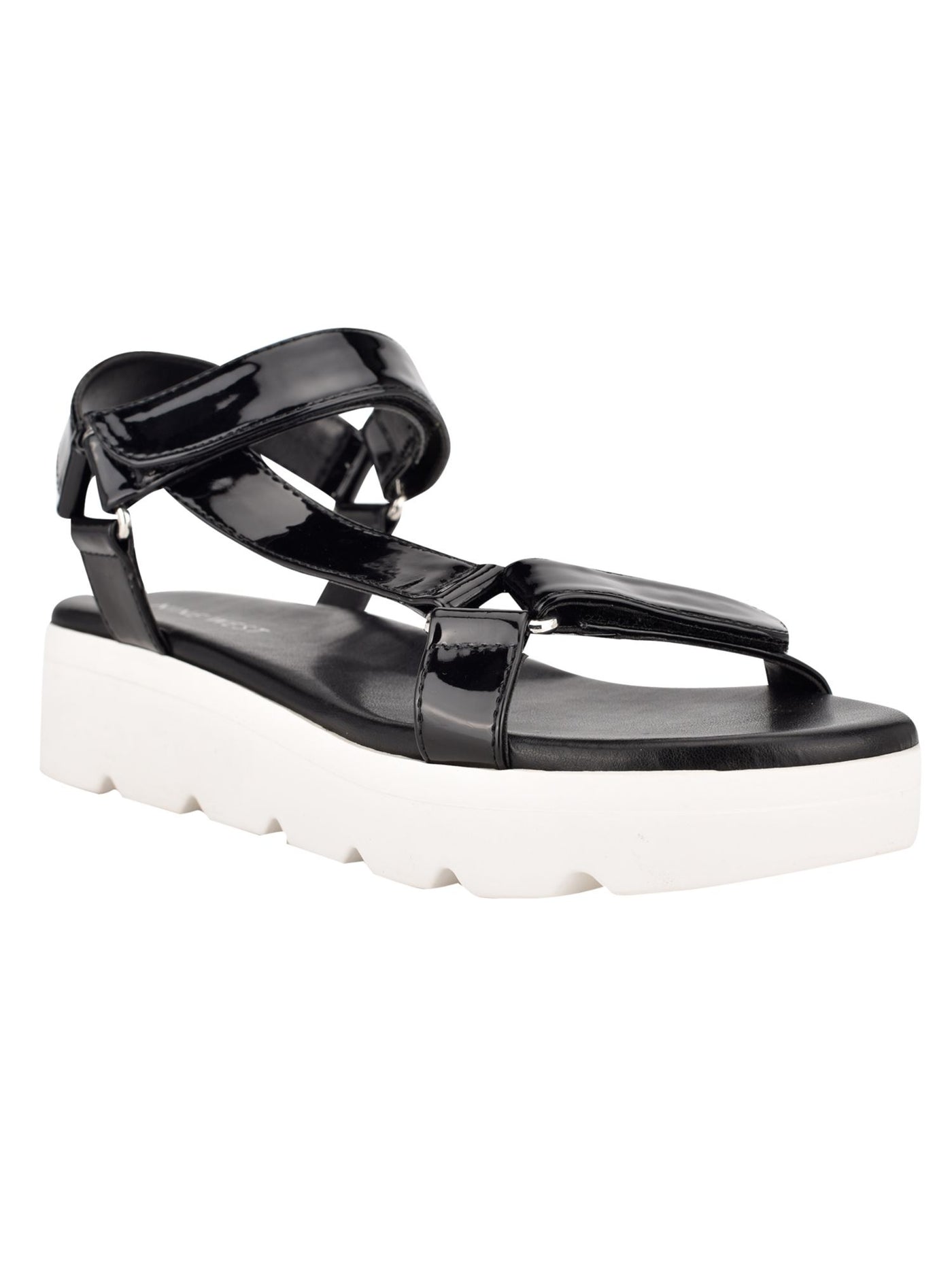 NINE WEST Womens Black Comfort Adjustable Strap Arch Support Bringly3 Open Toe Platform Sandals Shoes 6 M