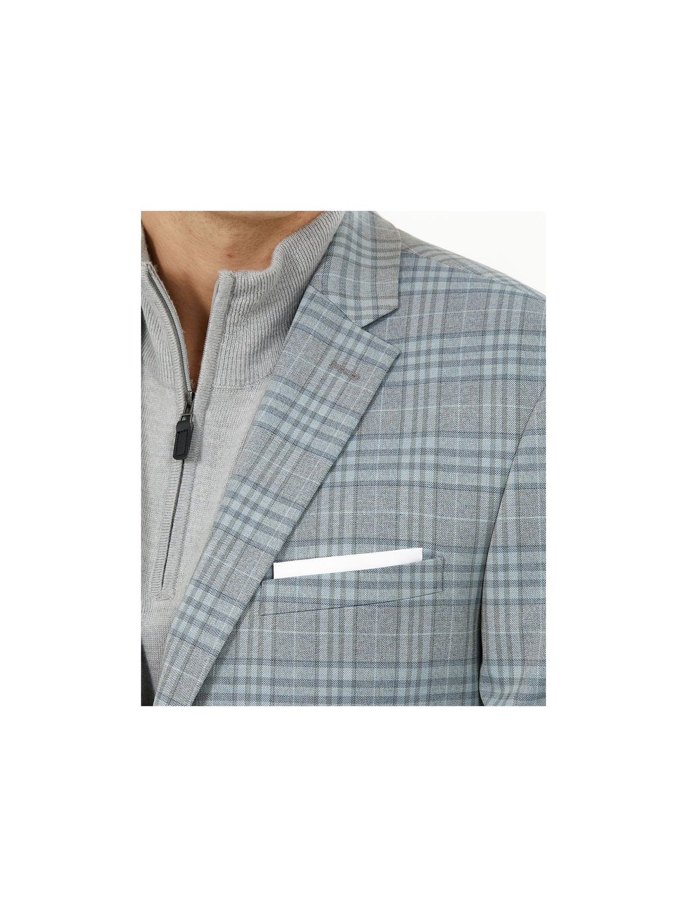 BAR III Mens Gray Single Breasted, Plaid Bomber Jacket 40L