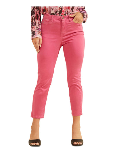 GUESS Womens Pink Stretch Pocketed Zippered High-rise Capri Skinny Jeans XS