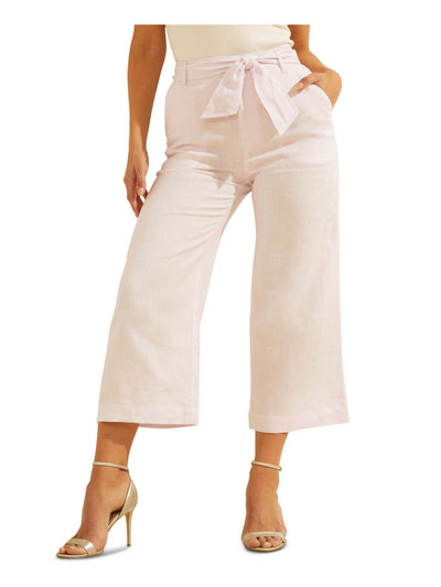GUESS Womens Ivory Pocketed Belted Super-high Rise Culotte Wear To Work Wide Leg Pants L