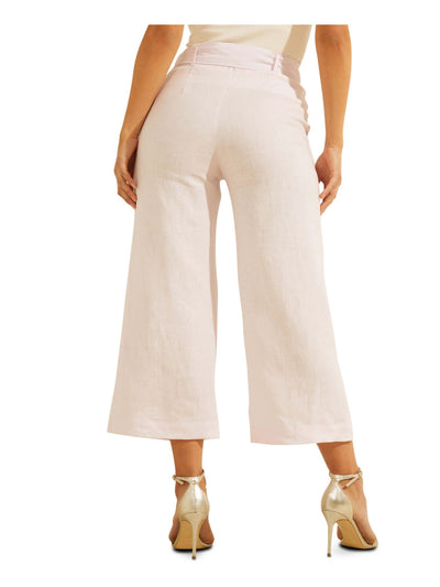 GUESS Womens Ivory Pocketed Belted Super-high Rise Culotte Wear To Work Wide Leg Pants L