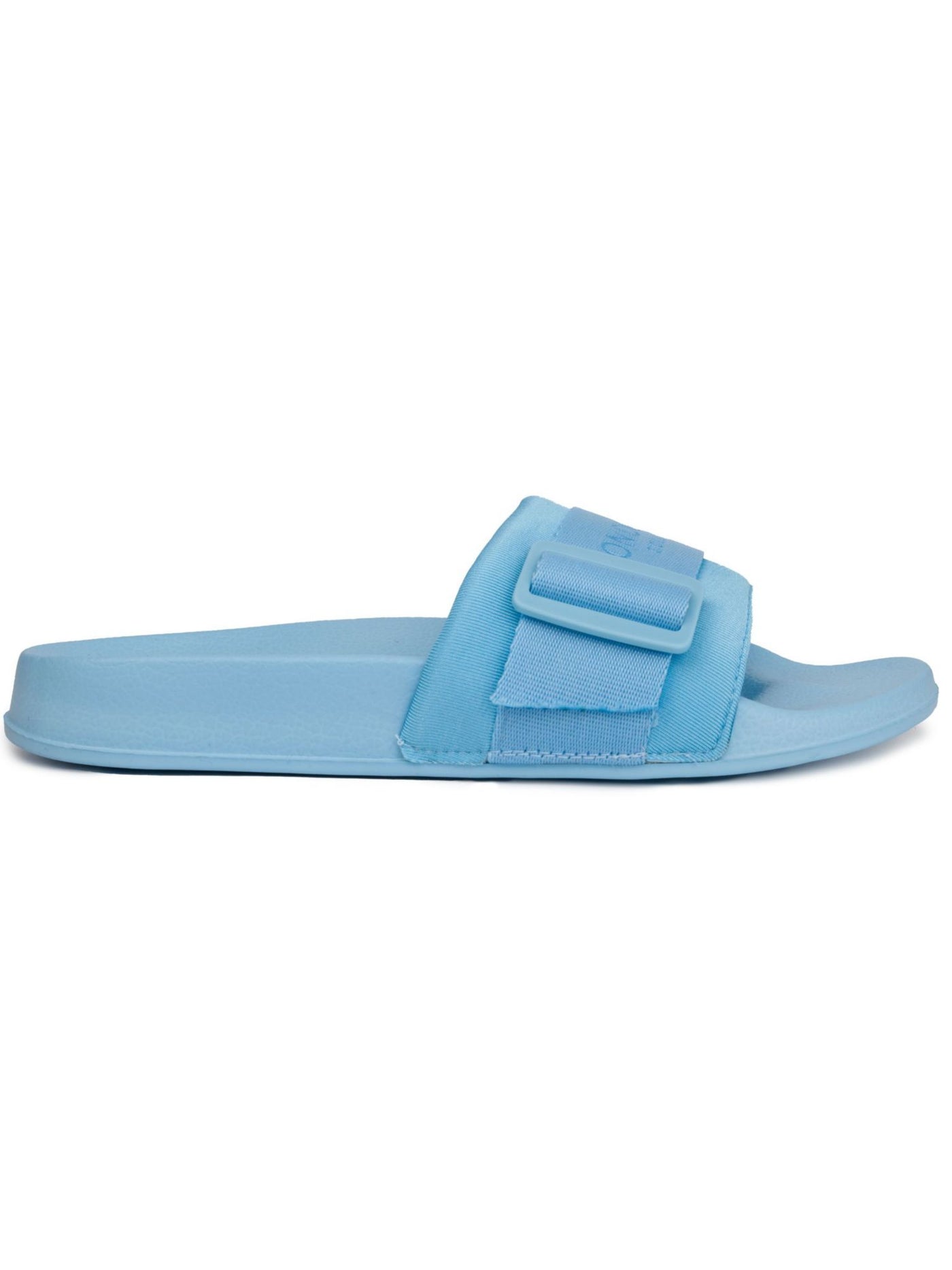 LONDON FOG Womens Light Blue Buckle Accent Logo Skyden Round Toe Platform Slip On Slide Sandals Shoes 7 M