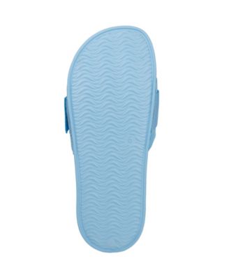 LONDON FOG Womens Light Blue Buckle Accent Logo Skyden Round Toe Platform Slip On Slide Sandals Shoes M