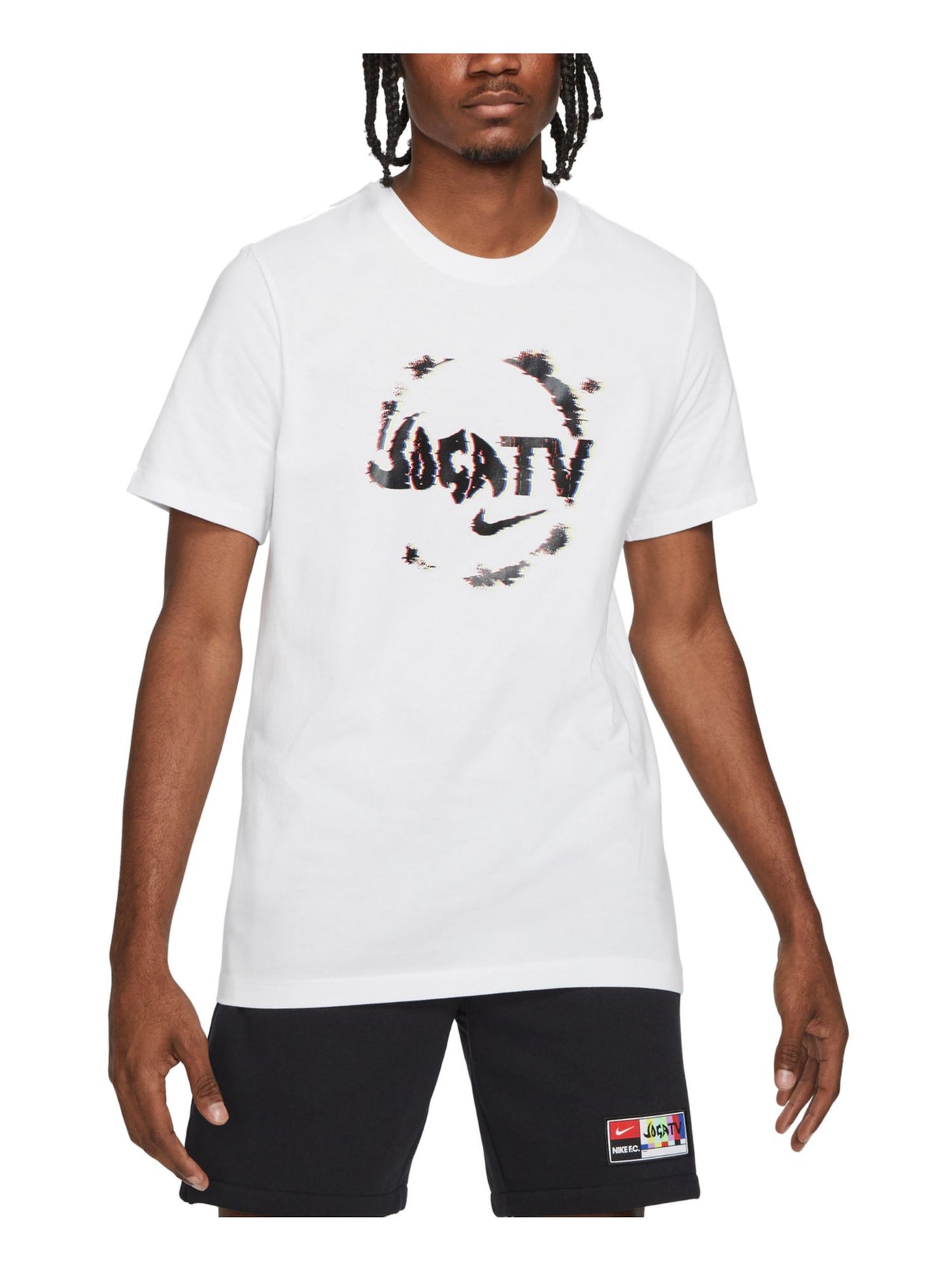 NIKE Mens Joga Tv White Logo Graphic Classic Fit T-Shirt M