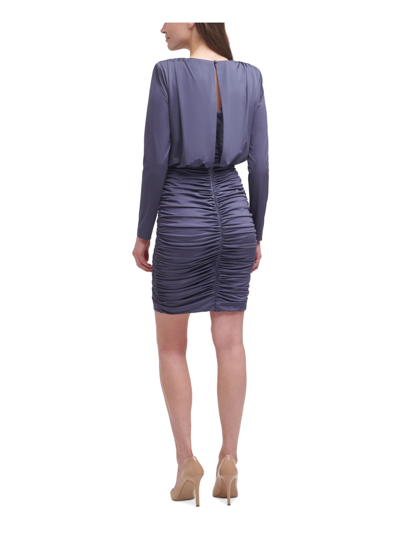 vince long sleeve crew neck dress Ruched-Seam Long-Sleeve Dress in Dresses & Skirts