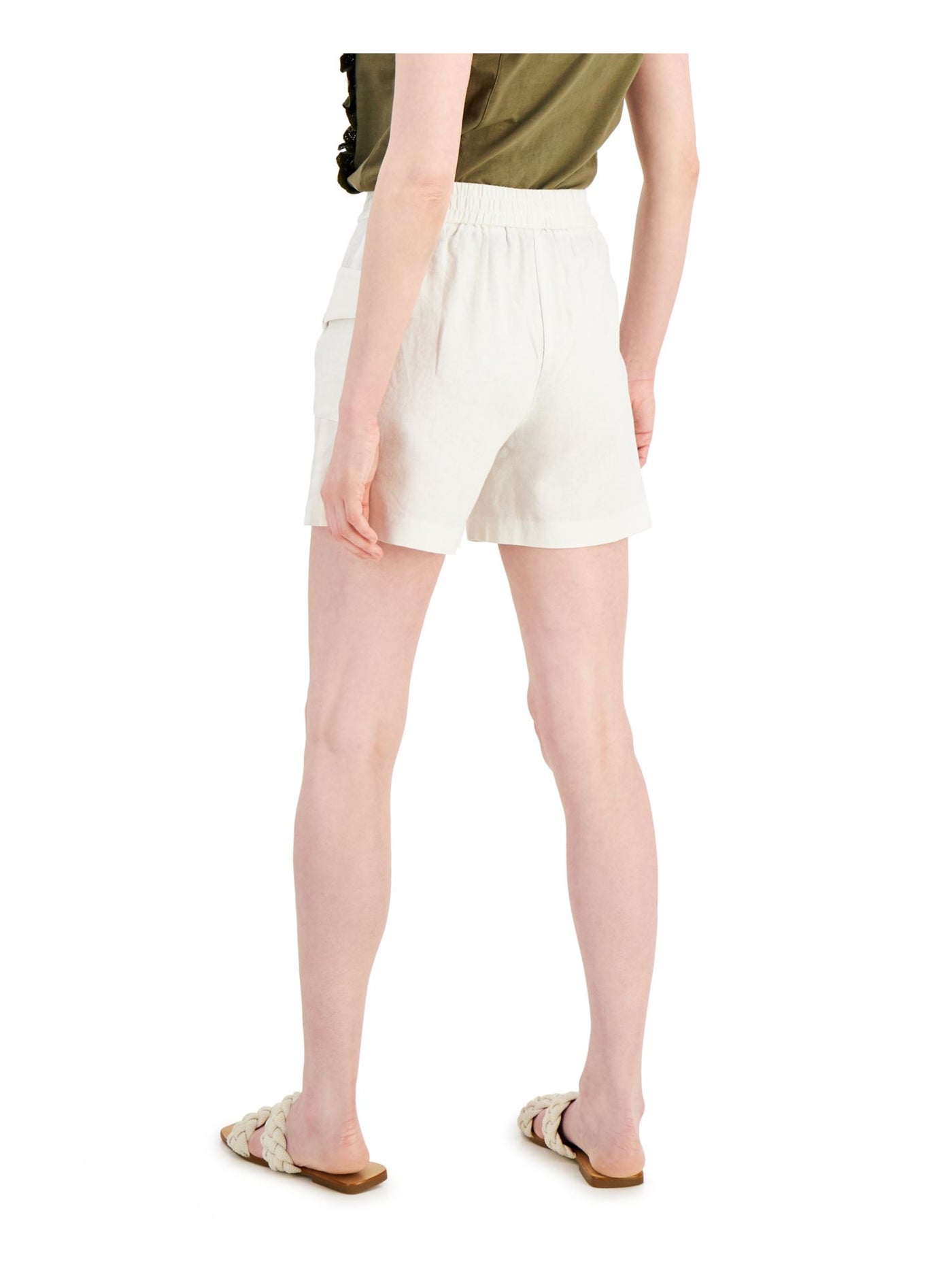 INC Womens Pocketed Elasticized Waistband Buttoned-f High Waist Shorts