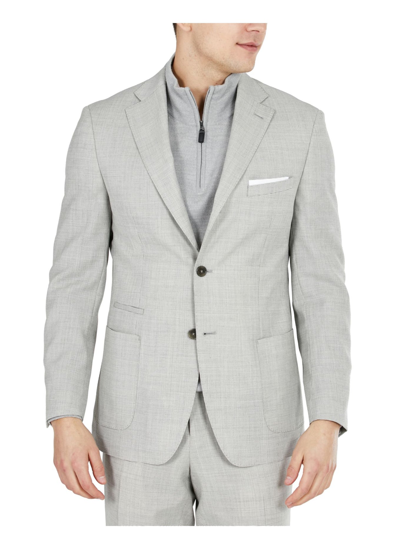 TALLIA Mens Gray Single Breasted, Slim Fit Performance Stretch Suit Separate Blazer Jacket 36R