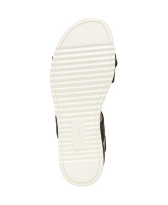 LIFE STRIDE VELOCITY Womens Black Strappy 1" Platform Cushioned Goring Zoom Round Toe Wedge Zip-Up Sandals Shoes M