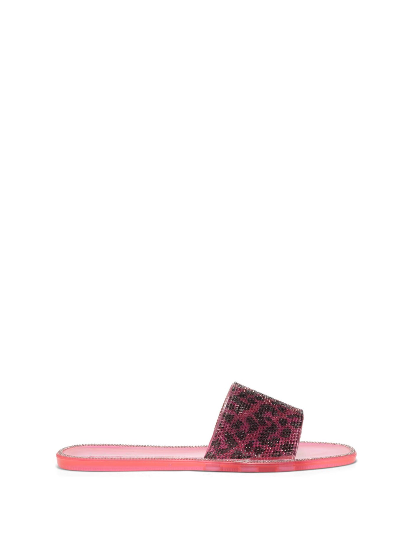 JESSICA SIMPSON Womens Pink Cheetah Jelly Rhinestone Kassime Square Toe Slip On Slide Sandals Shoes 10 M