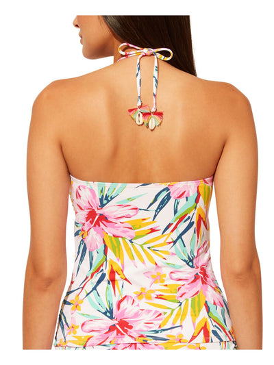 BLEU Women's Multi Color Floral Halter Tassel-Tie Lined Beachy Keen Bandeau Tankini Swimsuit Top 12