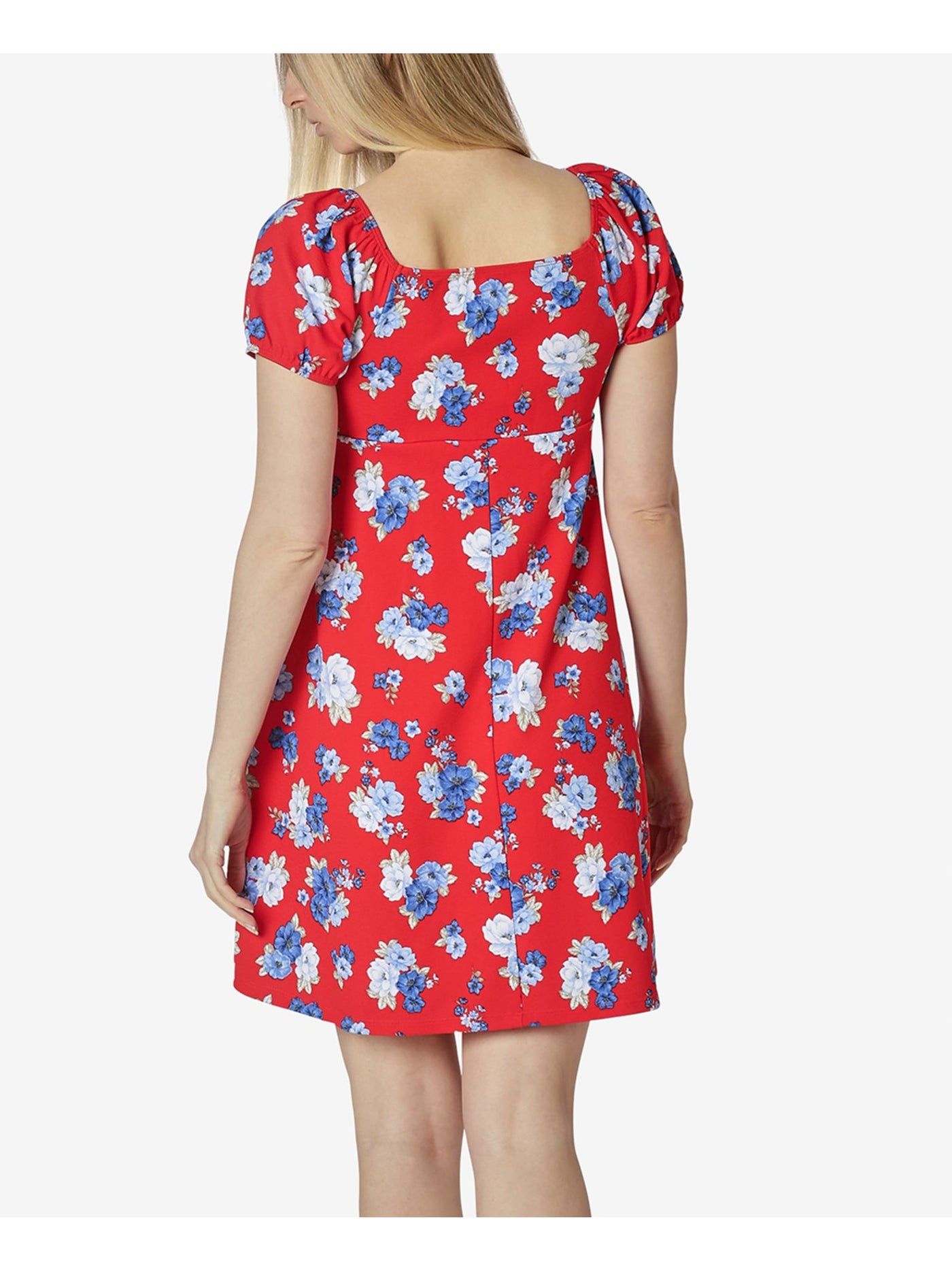 ULTRA FLIRT Womens Red Floral Short Sleeve Scoop Neck Mini Baby Doll Dress Juniors XL