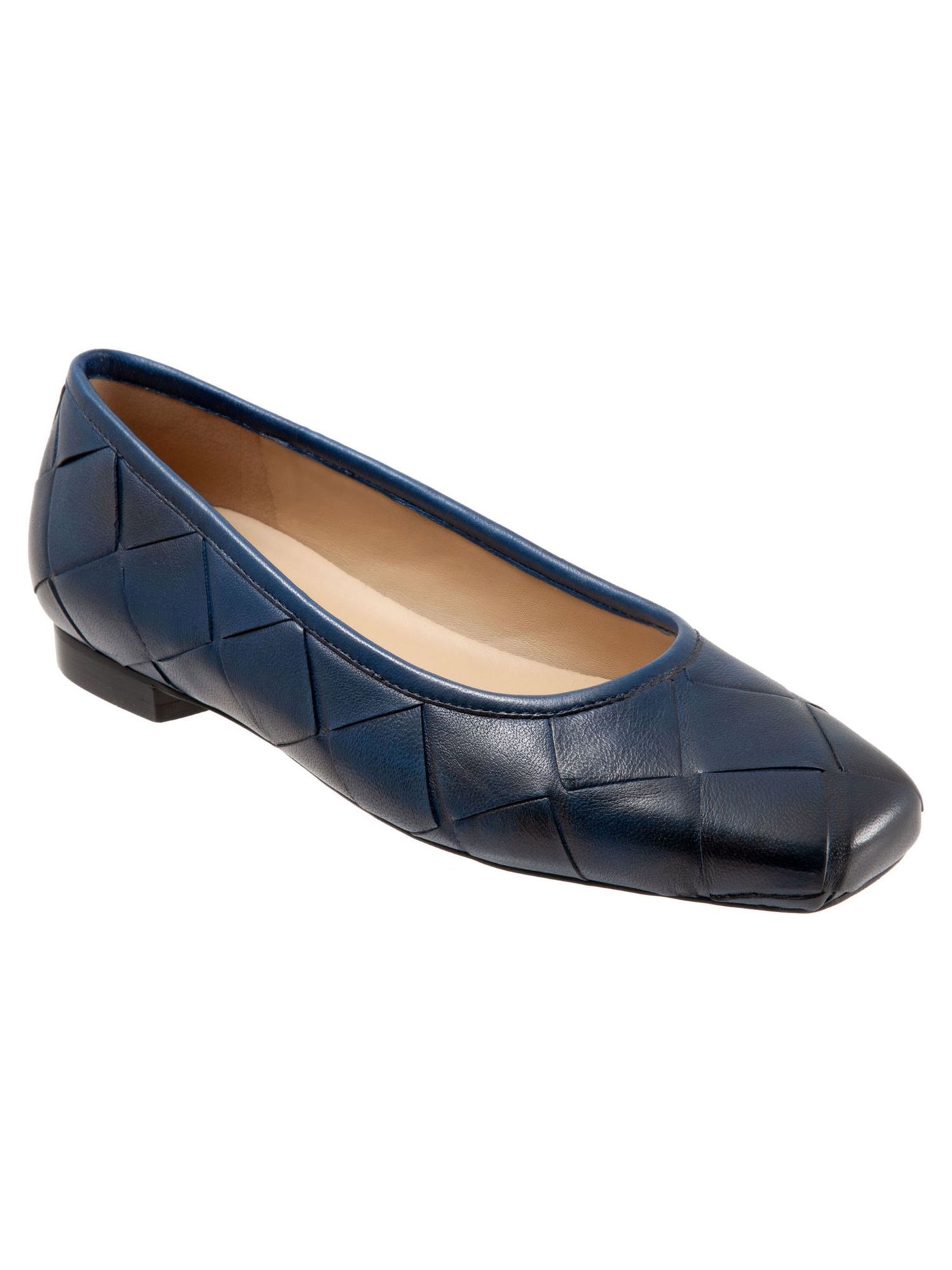 TROTTERS Womens Navy Cushioned Quilted Hanny Round Toe Slip On Leather Flats Shoes 8 M
