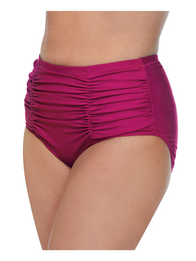 RAISINS Women's Pink Stretch Tummy Control RUCHED BIKINI Full Coverage Swimsuit Bottom 22W