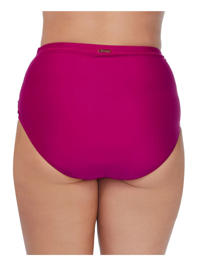 RAISINS Women's Pink Stretch Tummy Control RUCHED BIKINI Full Coverage Swimsuit Bottom 22W