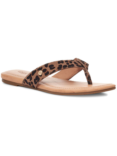 UGG Womens Beige Animal Print Tuolumne Round Toe Slip On Leather Thong Sandals Shoes 11