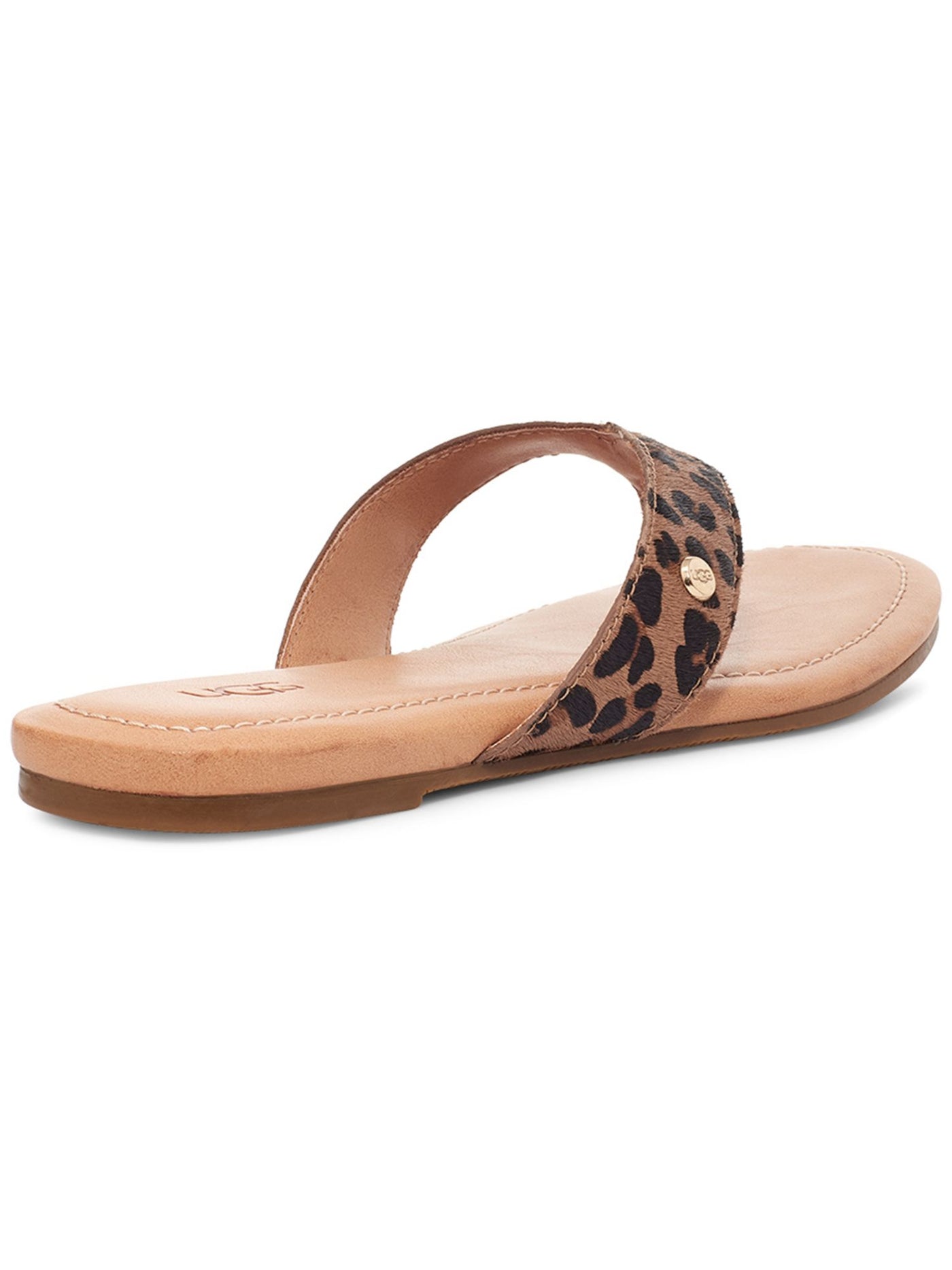 UGG Womens Beige Animal Print Tuolumne Round Toe Slip On Leather Thong Sandals Shoes 11