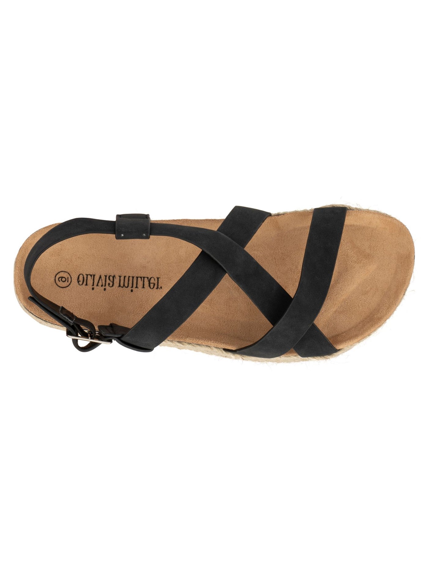 OLIVIA MILLER Womens Black 1" Platform Asymmetrical Strappy Byron Bay Round Toe Buckle Espadrille Shoes 6