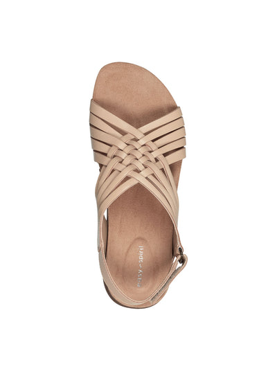 EASY SPIRIT Womens Beige Woven Breathable Arch Support Mar Round Toe Wedge Leather Slingback Sandal 9 W