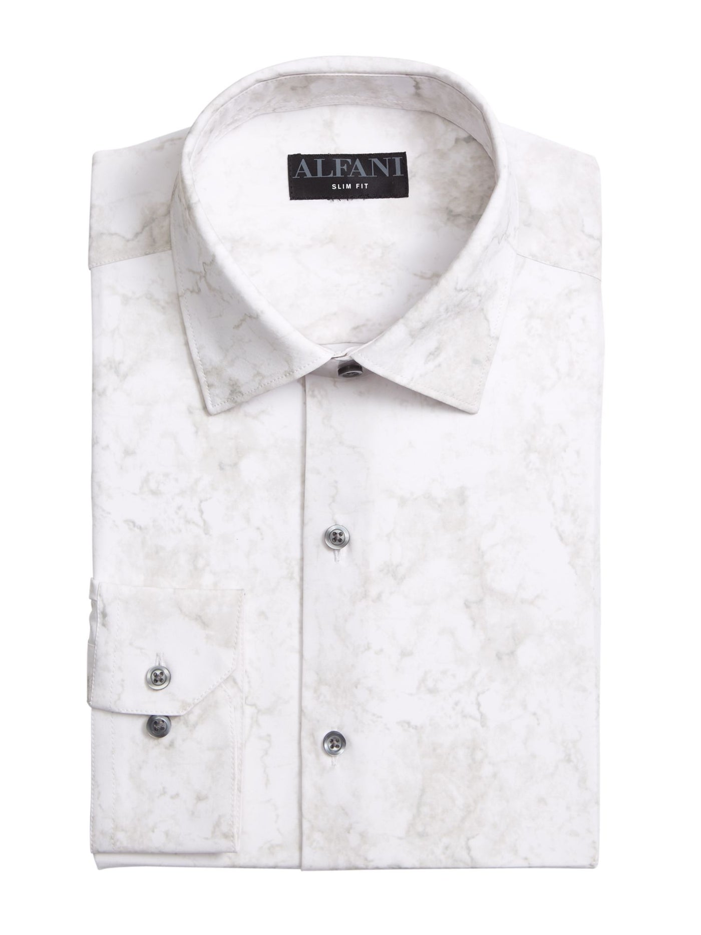 ALFANI Mens White Collared Slim Fit Shirt 17/17.5- 34-35
