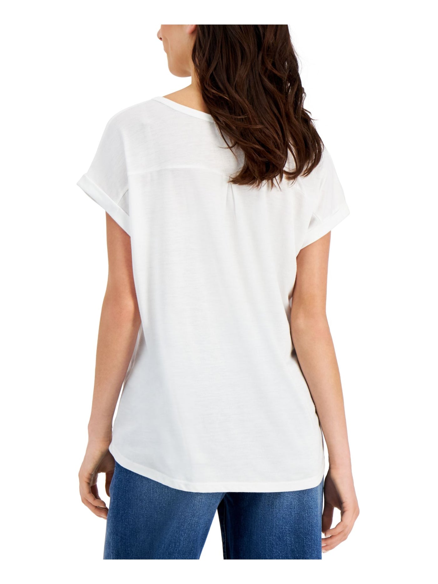 STYLE & COMPANY Womens White Graphic Short Sleeve V Neck T-Shirt Plus 3X