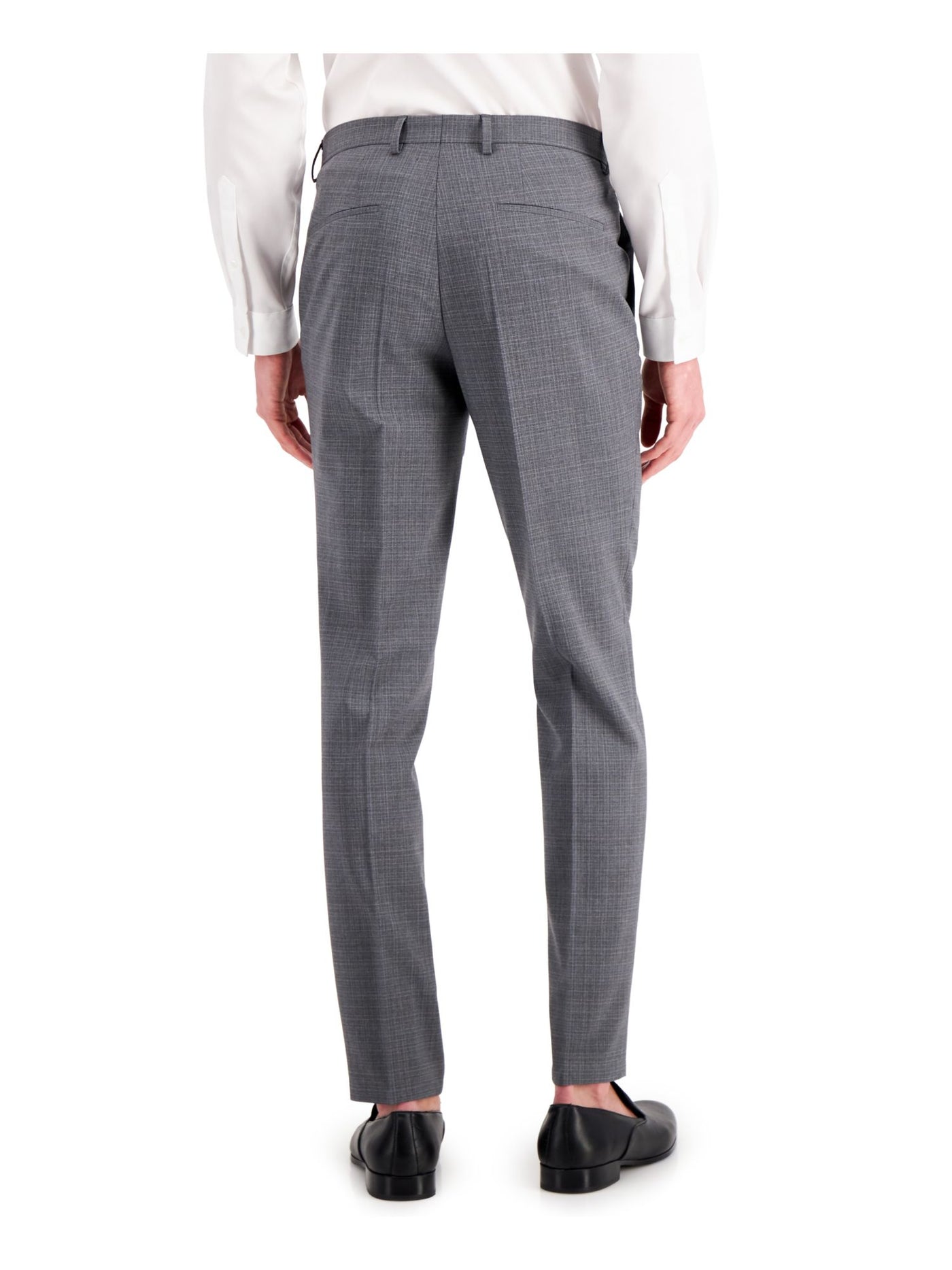 HUGO BOSS Mens Boss Red Label Gray Flat Front, Tapered, Multi-Check Slim Fit Stretch Suit Separate Pants 38 X 30