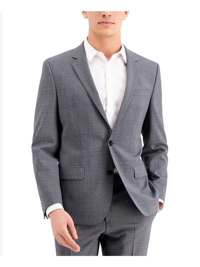 HUGO Mens Boss Red Label Gray Single Breasted, Plaid Slim Fit Suit Separate Blazer Jacket 40R