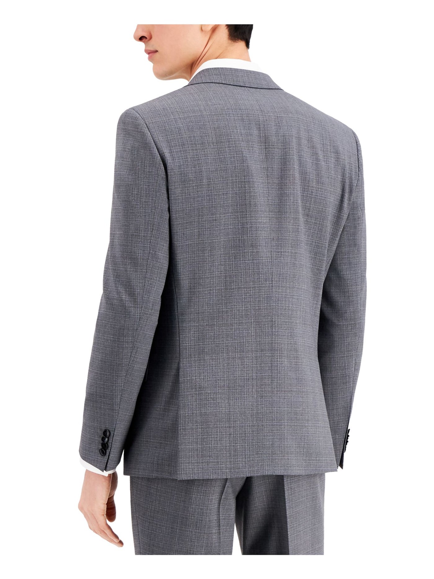 HUGO Mens Boss Red Label Gray Single Breasted, Plaid Slim Fit Suit Separate Blazer Jacket 40R