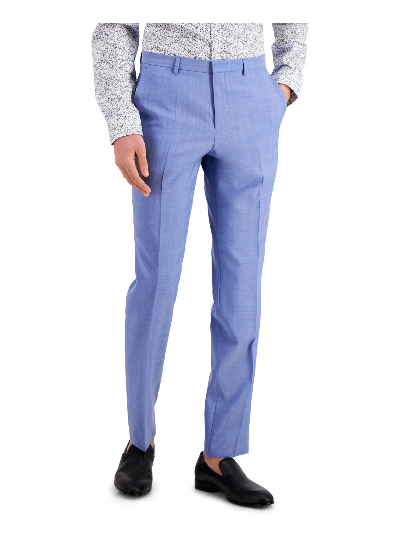 HUGO BOSS Mens Boss N Red Label Blue Flat Front, Tapered, Pants 40R