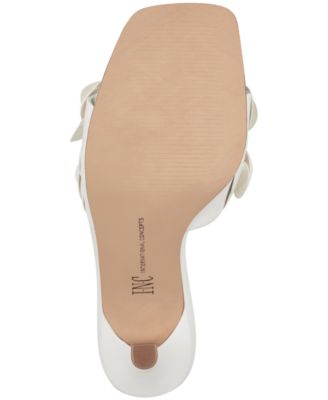 INC Womens White Floral Padded Weslyn Square Toe Stiletto Slip On Dress Heeled M
