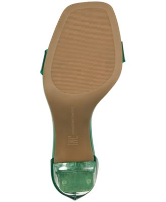 INC Womens Green Translucent Ankle Strap Padded Makenna Square Toe Block Heel Zip-Up Dress Heeled M