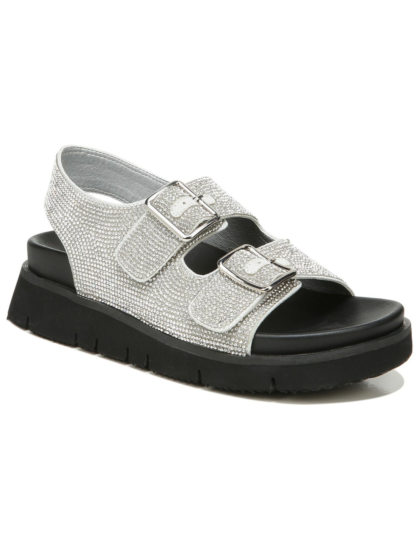 BAR III Womens Silver Sport Embellished Adjustable Kiwi Round Toe Buckle Sandals Shoes 5.5 M