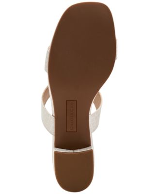 CHARTER CLUB Womens White Croco Print Vernaa Square Toe Block Heel Slip On Dress Sandals Shoes M