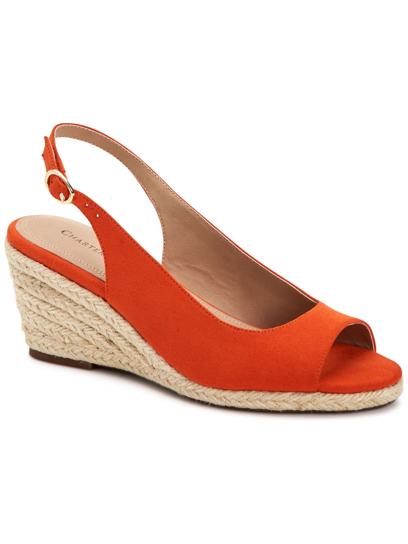 CHARTER CLUB Womens Orange Padded Ankle Strap Tamaare Round Toe Wedge Buckle Espadrille Shoes 6.5 M