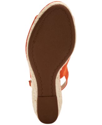 CHARTER CLUB Womens Orange Padded Ankle Strap Tamaare Round Toe Wedge Buckle Espadrille Shoes M