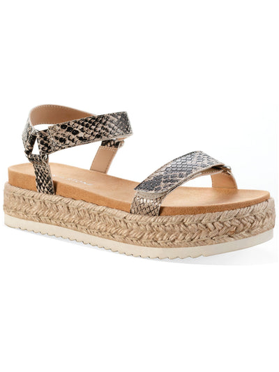 SUN STONE Womens Beige Snake Ankle Strap Treaded Rylaan Round Toe Platform Espadrille Shoes 11 M