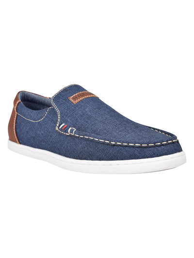 TOMMY HILFIGER Mens Blue Linen Cushioned Stretch Carlid Round Toe Slip On Sneakers Shoes 8.5