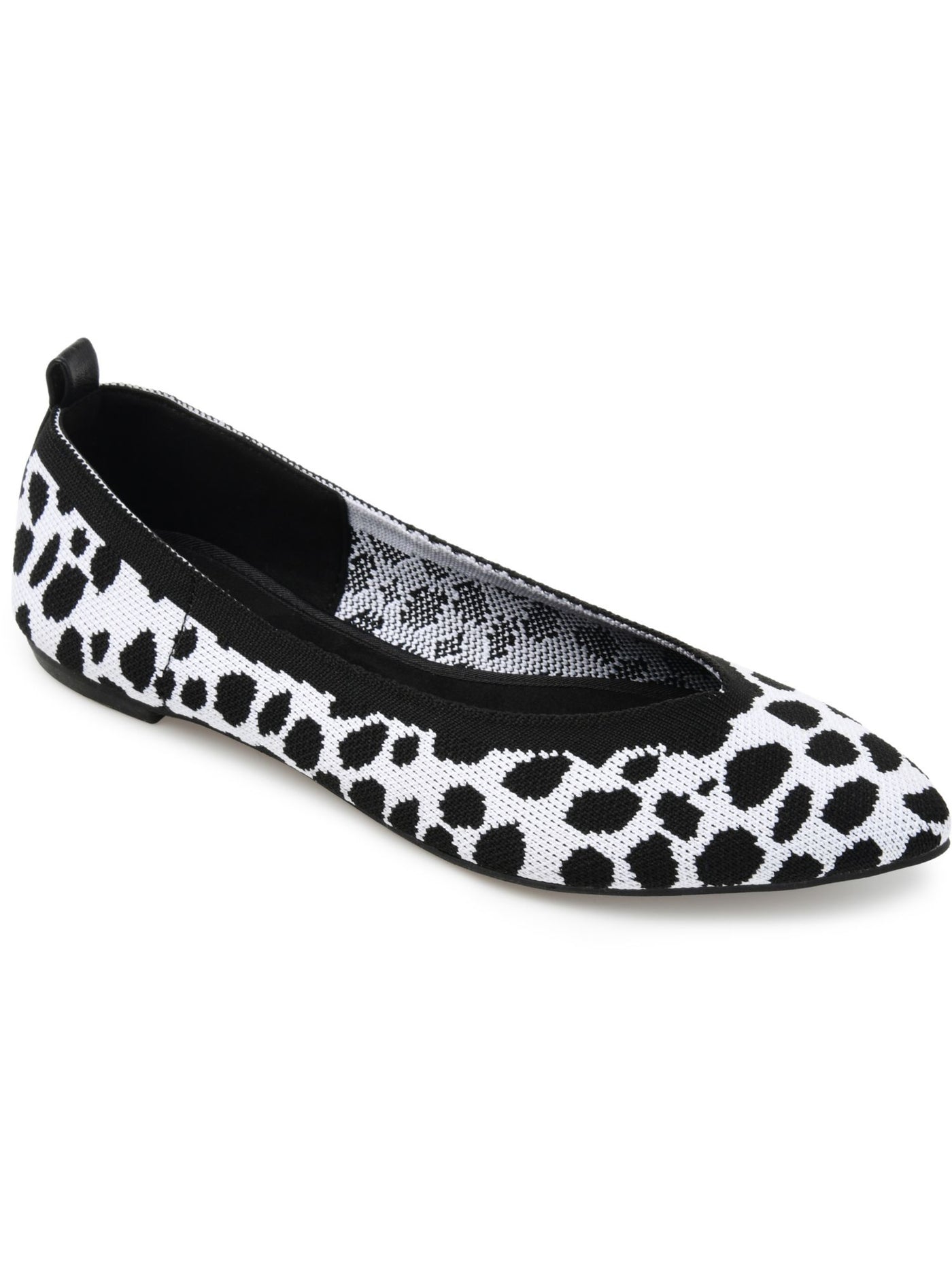 JOURNEE COLLECTION Womens Black Dalmation Traction Sole Pull Tab Studded Padded Karise Pointed Toe Slip On Ballet Flats 9