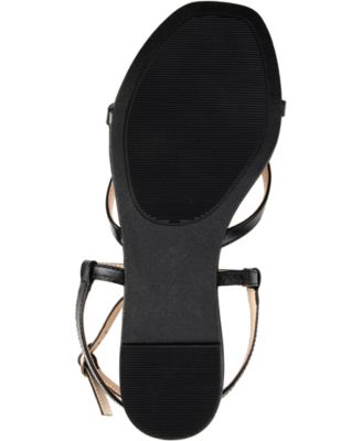 JOURNEE COLLECTION Womens Black Padded Strappy Adjustable Ankle Strap Serissa Open Toe Buckle Thong Sandals Shoes