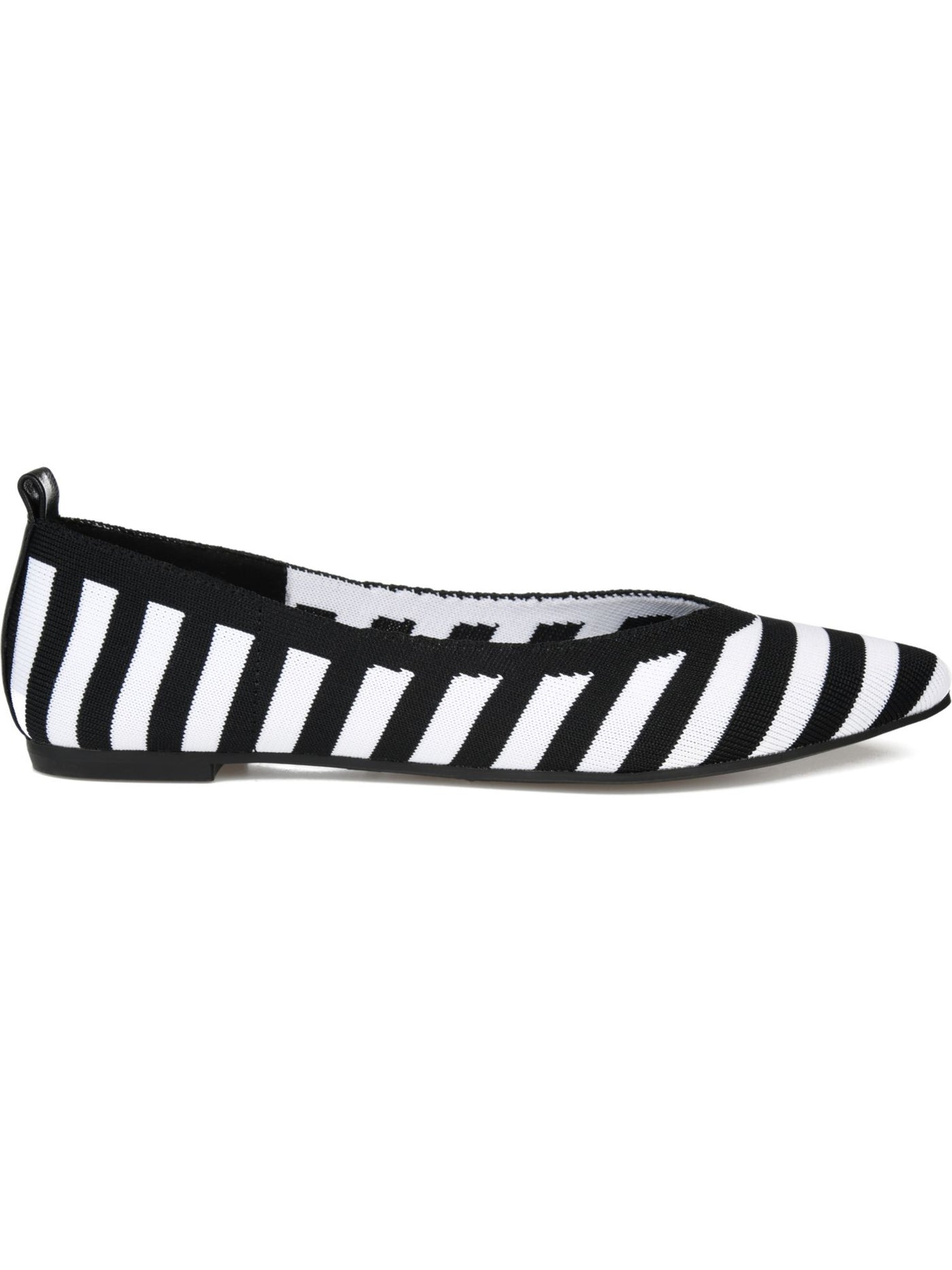 JOURNEE COLLECTION Womens Black Striped Back Pull-Tab Comfort Stretch Tayleen Pointed Toe Slip On Flats Shoes 6 M