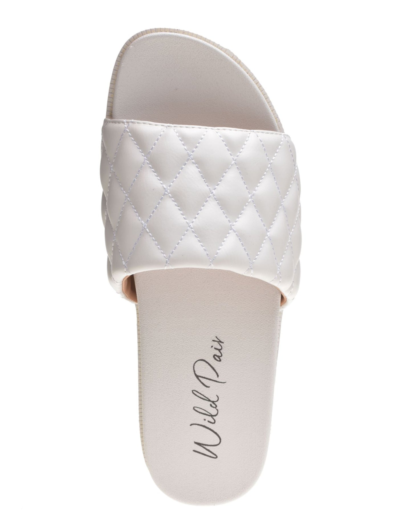 WILD PAIR Womens White Quilt Comfort Elevated Round Toe Platform Slip On Slide Sandals Shoes 10 M