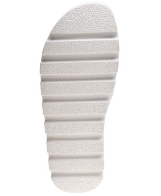 WILD PAIR Womens White Quilt Comfort Elevated Round Toe Platform Slip On Slide Sandals Shoes M