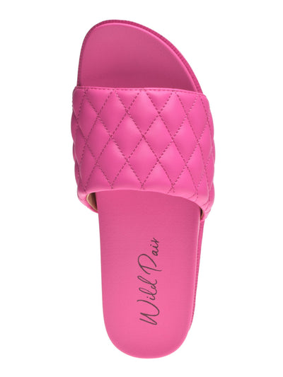 WILD PAIR Womens Pink 1-1/2" Platform Padded Comfort Elevated Round Toe Wedge Slip On Slide Sandals Shoes 10 M