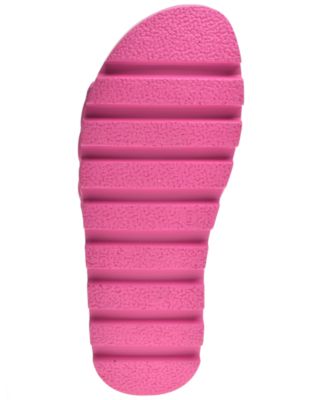WILD PAIR Womens Pink 1-1/2" Platform Padded Comfort Elevated Round Toe Wedge Slip On Slide Sandals Shoes M