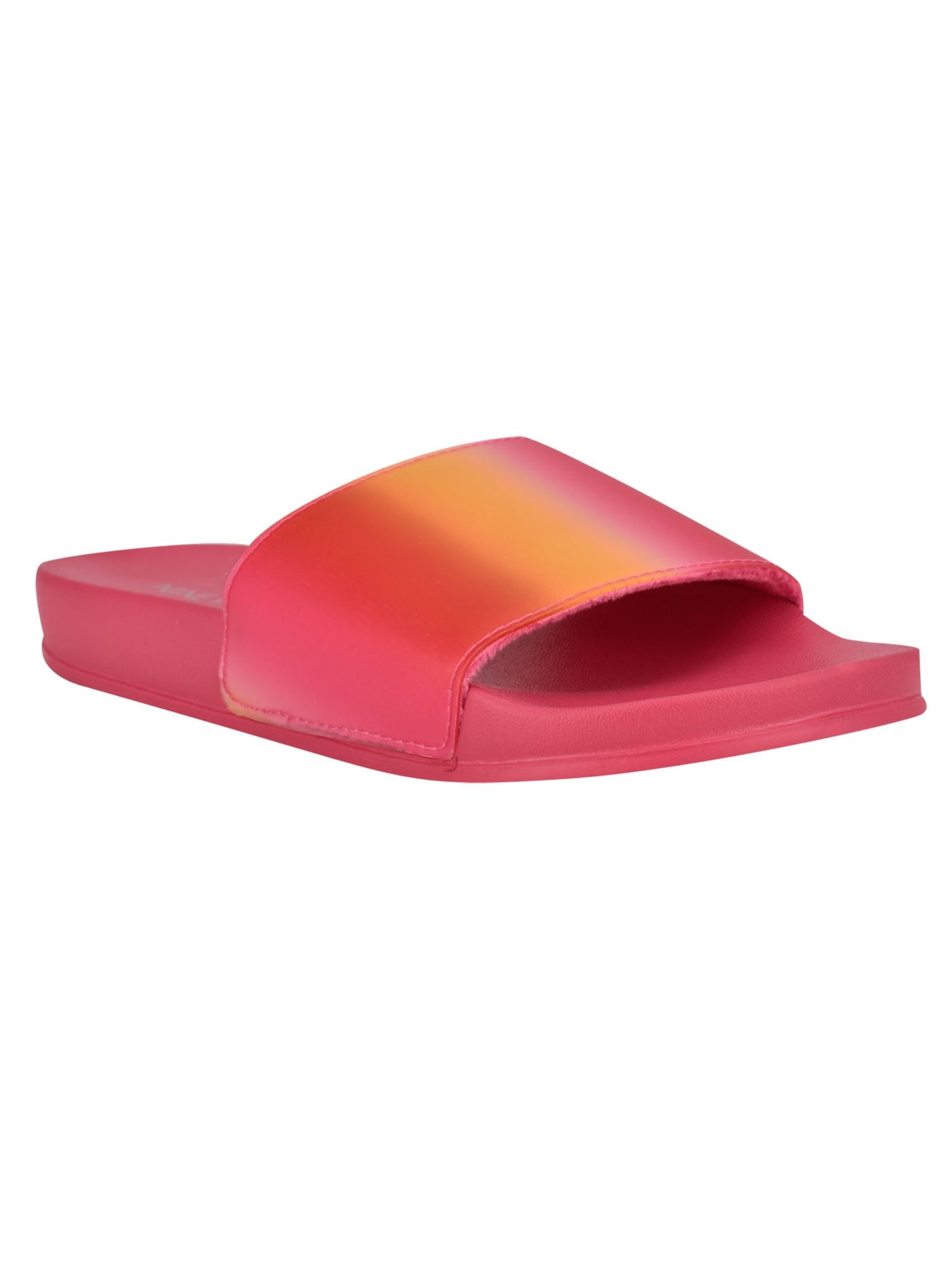NINE WEST Womens Pink Gradient Comfort Sand Bar Round Toe Wedge Slip On Slide Sandals Shoes 9 M