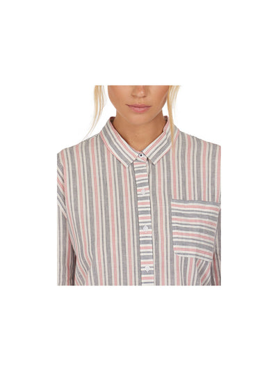 BARBOUR Womens White Pocketed Holywell Striped Cuffed Sleeve Point Collar Button Up Top 14